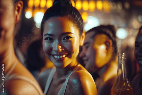 young asian woman in a bar ...