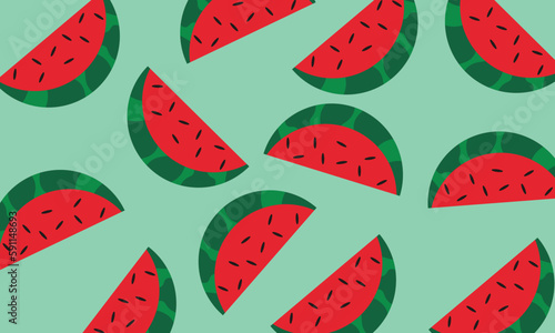 Seamless pattern with watermelon