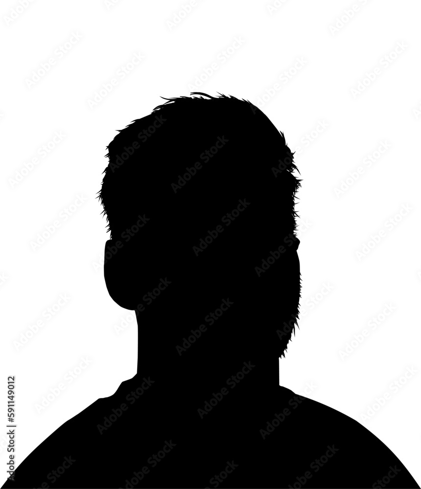 Silhouette of the Portrait of the Man or Guy for Profile Picture, Apps, Website or Graphic Design Element. Vector Illustration