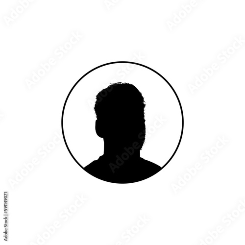 Silhouette of the Portrait of the Man or Guy for Profile Picture, Apps, Website or Graphic Design Element. Vector Illustration