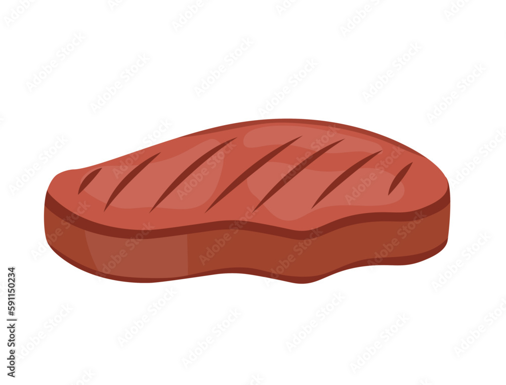 Concept Meat grilled steak. This is a flat illustration of a grilled steak that could be used in a web or cartoon context. Vector illustration. Concept Meat grilled steak. This is a flat illustration of a grilled steak that could be used in a web or cartoon context. Vector illustration.