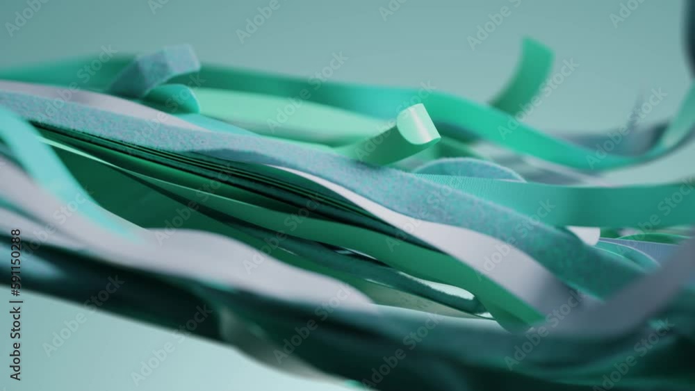 Azure light blue green silk ribbons waving. Business presentation ...