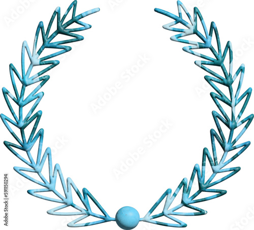 3D blue marble ceremonial frame with laurel wreath