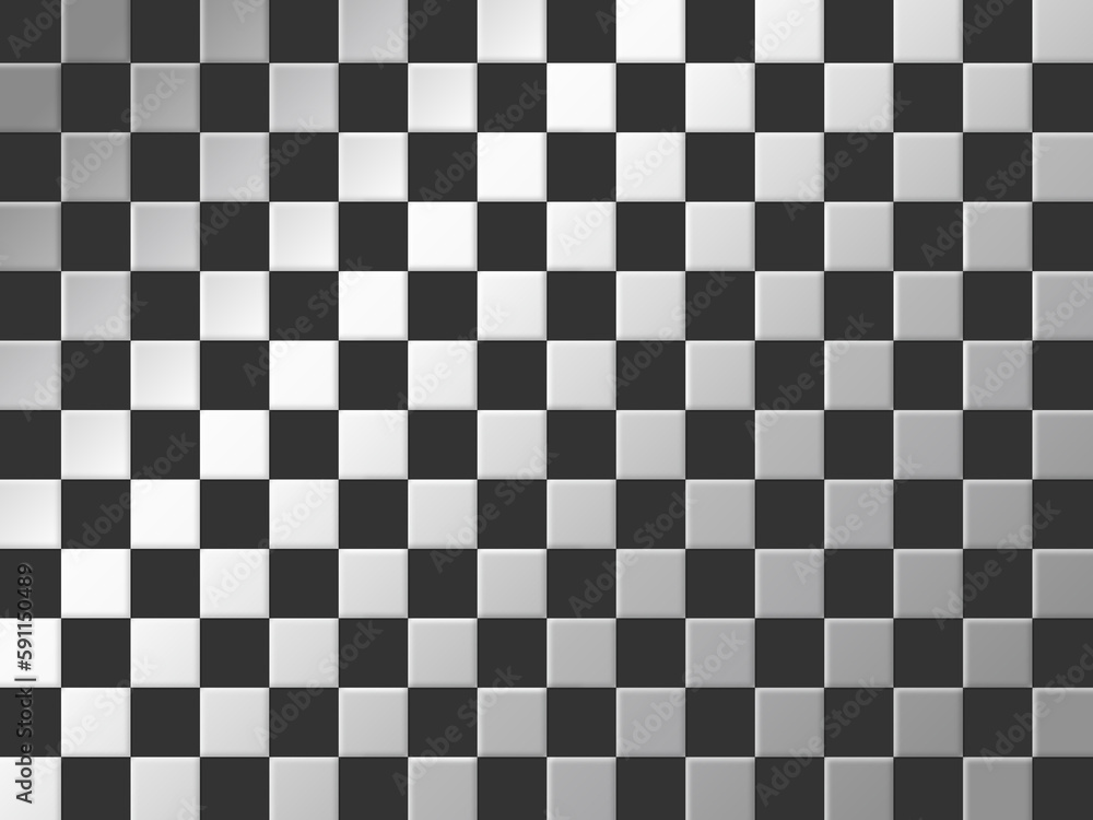 Fototapeta premium 市松模様のメタリック背景 横位置 ブラック＆シルバー