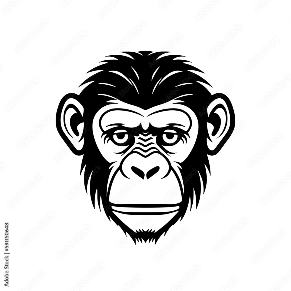 Chimpanzee head vector illustration isolated on transparent background