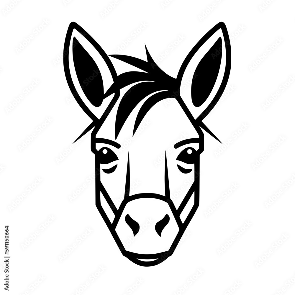 Donkey head vector illustration isolated on transparent background