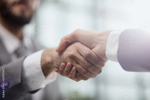 Welcome business. Handshake, business man with shake hands.