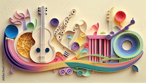 Obraz Ilustracja tła światowego dnia muzyki. Wygenerowane przez sztuczną inteligencję