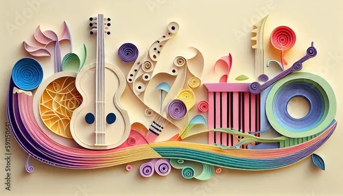 Obraz Ilustracja tła światowego dnia muzyki. Wygenerowane przez sztuczną inteligencję