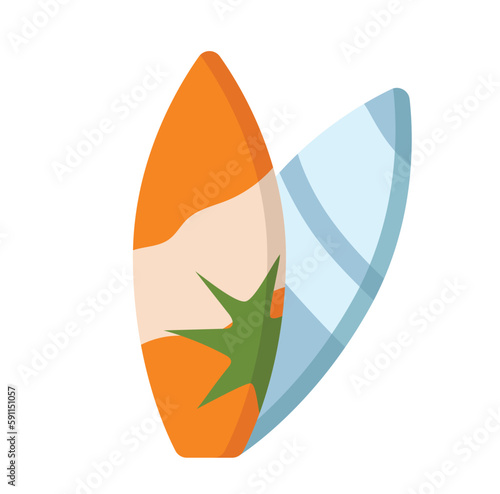Concept Hawaii beach sea surfboard surf surfing. This illustration has a flat design in a cartoon style with a white background. Vector illustration.