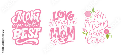 Happy Mothers Day - cute lettering postcard. Lettering fot t-shirt design, mug print. © jane55