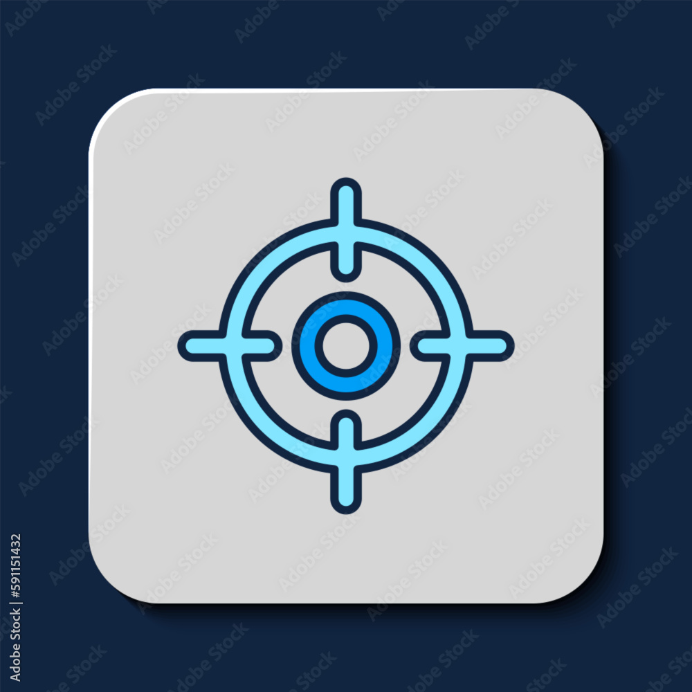 Filled outline Target sport icon isolated on blue background. Clean target with numbers for shooting range or shooting. Vector Filled outline Target sport icon isolated on blue background. Clean target with numbers for shooting range or shooting. Vector