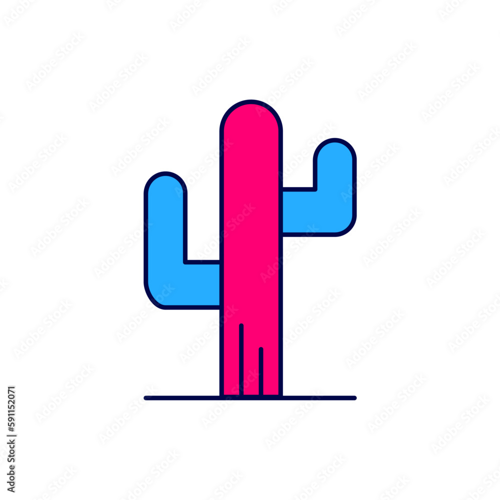 Filled outline Cactus icon isolated on white background. Vector Filled outline Cactus icon isolated on white background. Vector