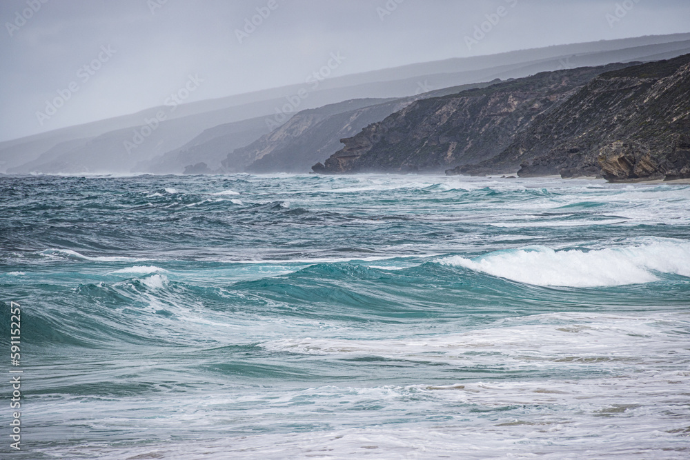 Waves crashing at Yallingup Beach, Western Australia, Australia
