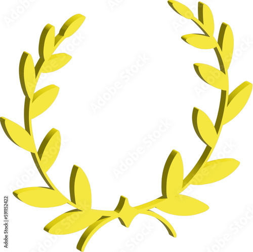 3D yellow ceremonial frame with laurel wreath