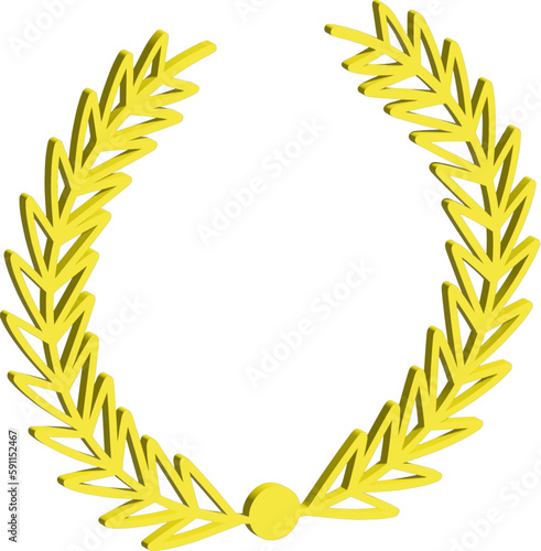 3D yellow ceremonial frame with laurel wreath