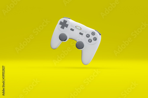 Joystick gamepad, game console or game controller. Computer gaming. Cartoon minimal style. Wireless Video games controller for computer or portative game station. 3D render