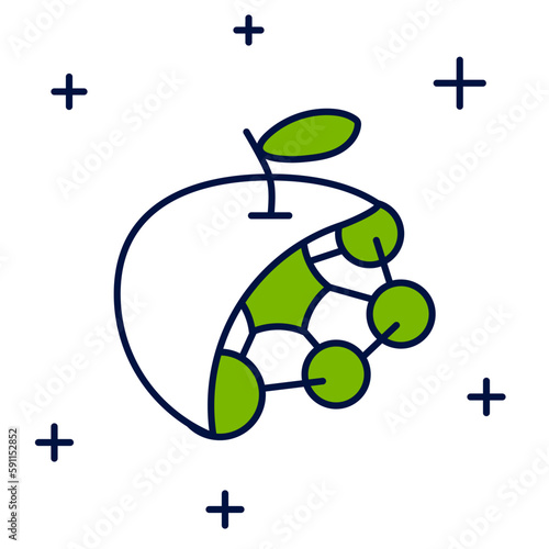 Filled outline Biological structure icon isolated on white background. Genetically modified organism and food. Vector