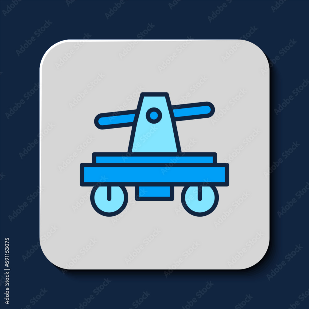 Filled outline Draisine handcar railway bicycle transport icon isolated on blue background. Vector Filled outline Draisine handcar railway bicycle transport icon isolated on blue background. Vector