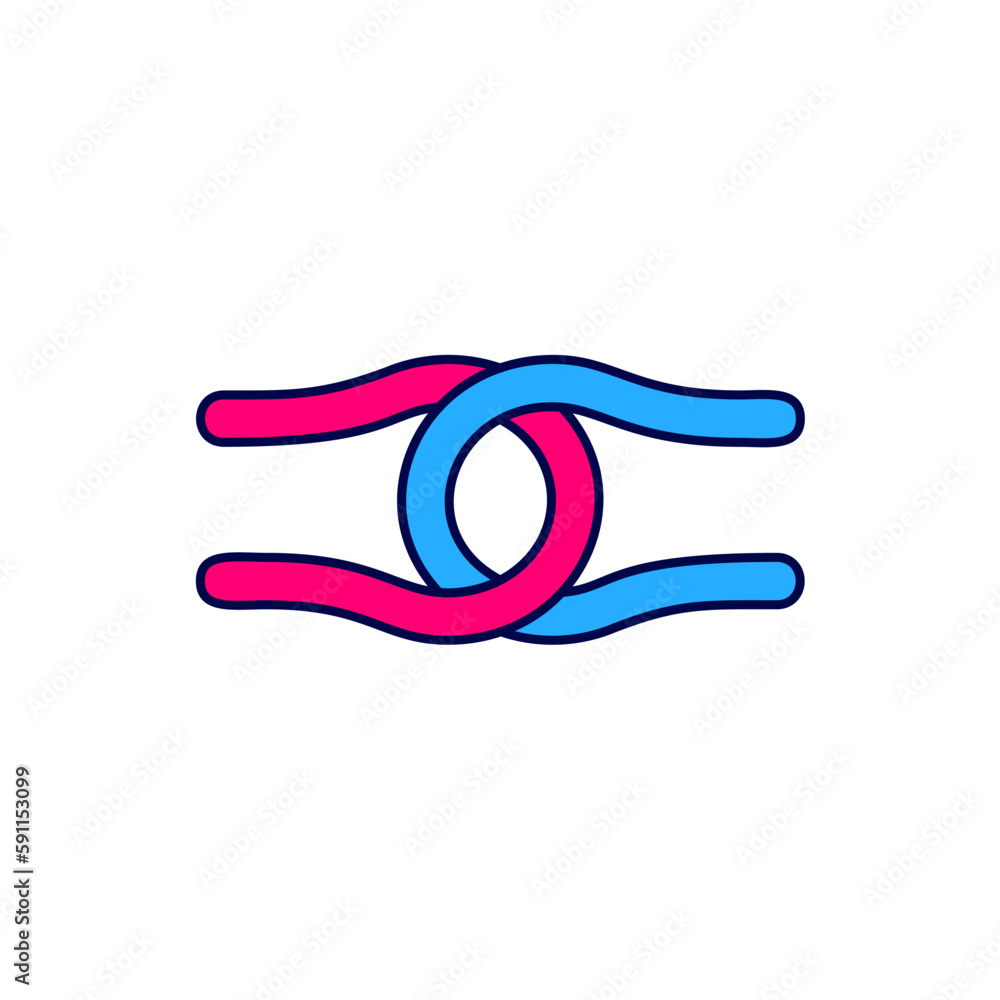 Filled outline Rope tied in a knot icon isolated on white background. Vector Filled outline Rope tied in a knot icon isolated on white background. Vector