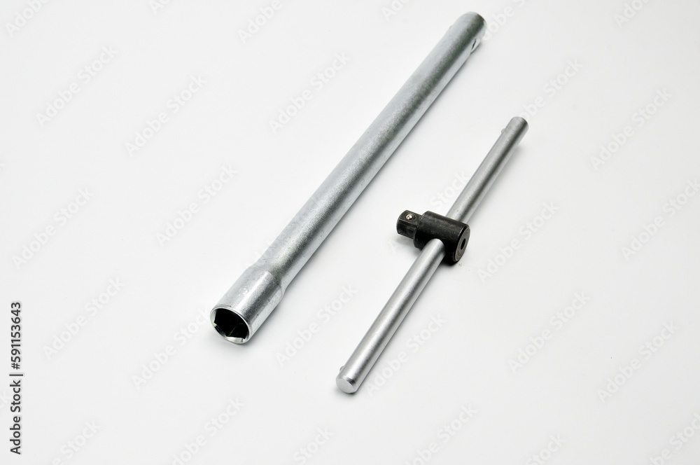 Car spark plug on isolated white background Car spark plug on isolated white background