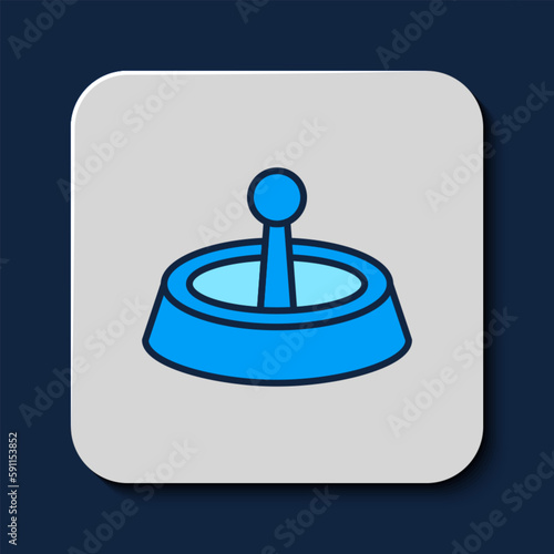 Filled outline Casino roulette wheel icon isolated on blue background. Vector