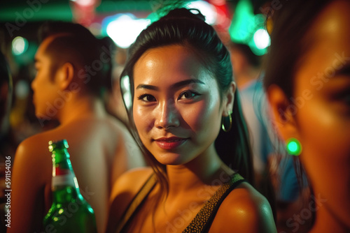 young asian woman in a bar ...