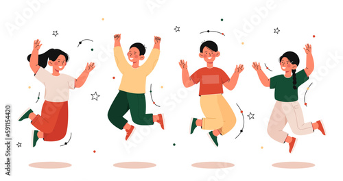 Happy children jumping
