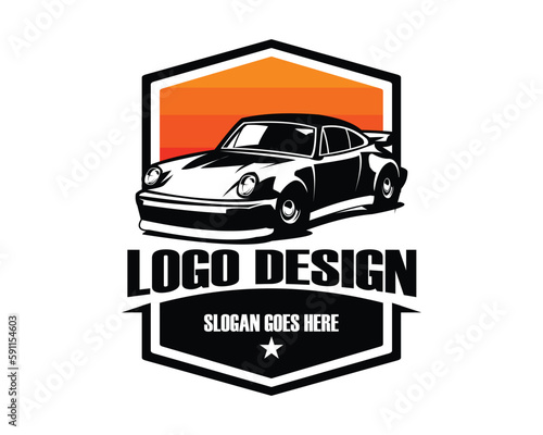 european car. isolated white background showing from side with amazing sunset view. Best for logo, badge, emblem, icon, sticker design, european car industry related. available in eps 10.