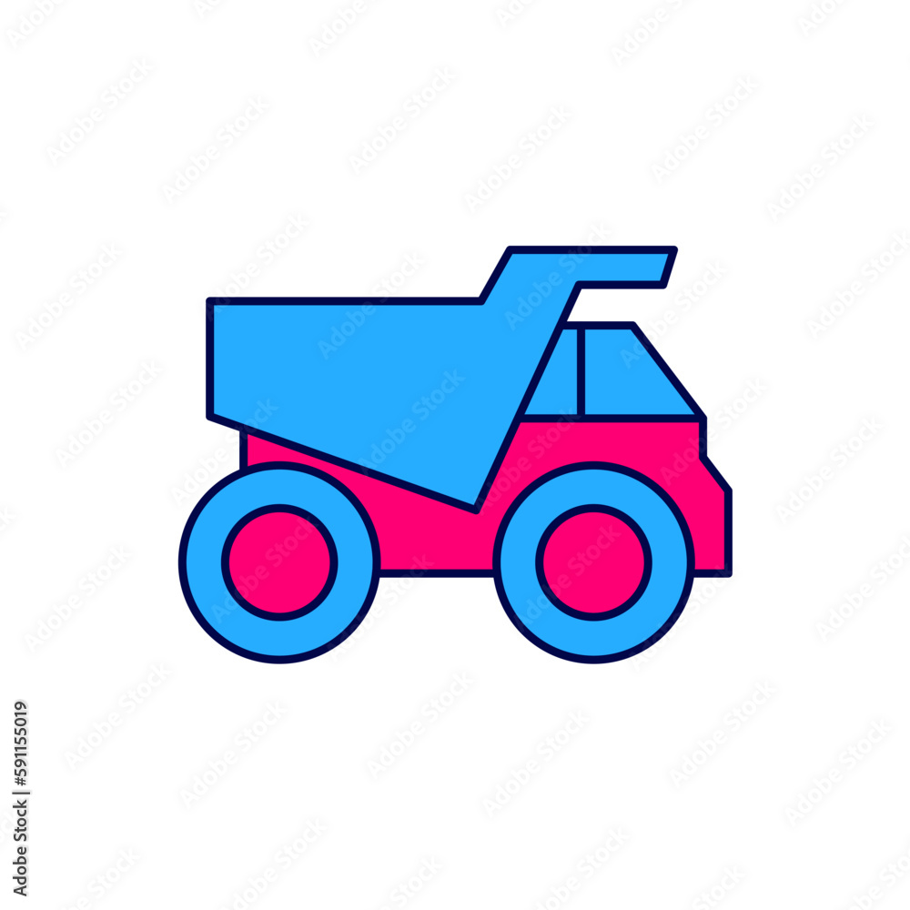 Filled outline Mining dump truck icon isolated on white background. Vector Filled outline Mining dump truck icon isolated on white background. Vector