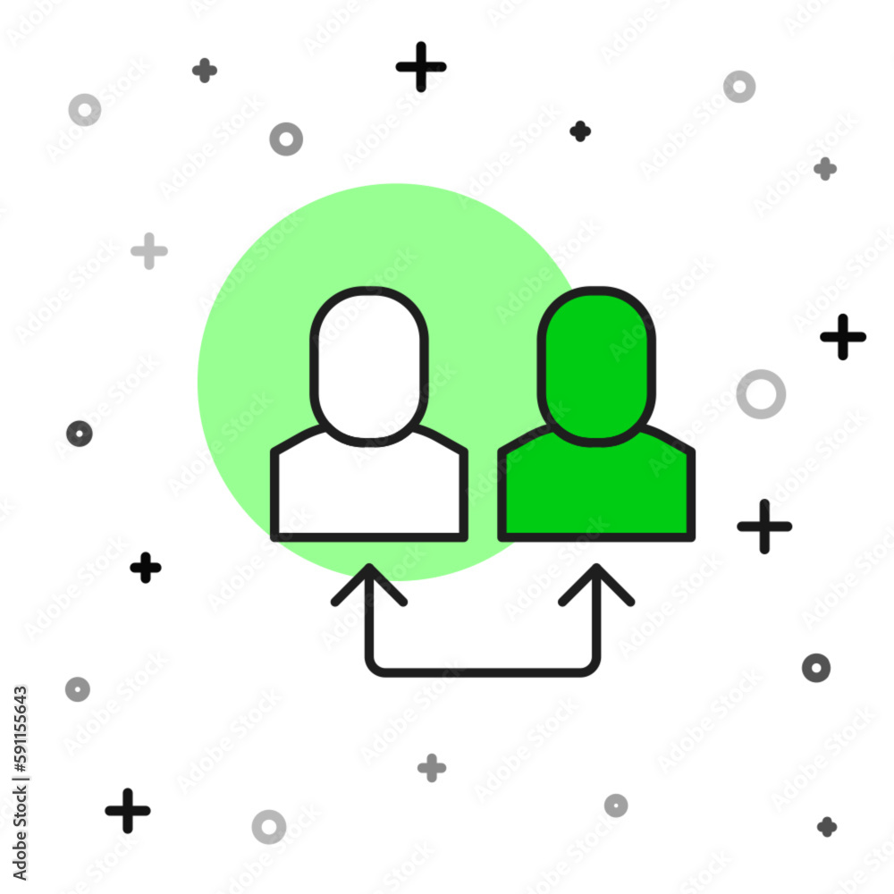 Filled outline Exchange work icon isolated on white background. Information exchange between people. Employee or people Replacement or swap position concept. Vector Filled outline Exchange work icon isolated on white background. Information exchange between people. Employee or people Replacement or swap position concept. Vector