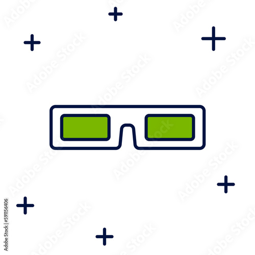 Filled outline Cinema glasses icon isolated on white background. Vector