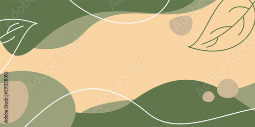earth day background green color abstract shapes, waves and leaves pattern with free space for text. Template for banners, posters, social media