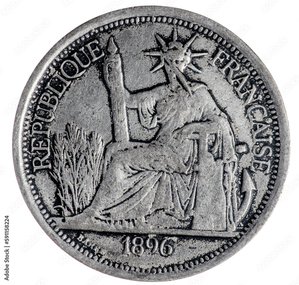 pièce de monnaie république française année 1896 en argent, PNG fond transparent pièce de monnaie république française année 1896 en argent, PNG fond transparent