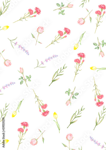 水彩パステルカラーのおしゃれかわいい花柄背景素材