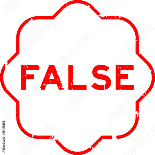Grunge red false word rubber seal stamp on white background