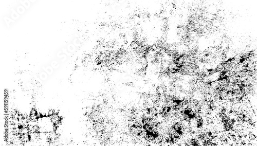 Monochrome texture composed of irregular graphic elements. Distressed uneven grunge background. Abstract vector illustration. Overlay for interesting effect and depth. Isolated on white background.