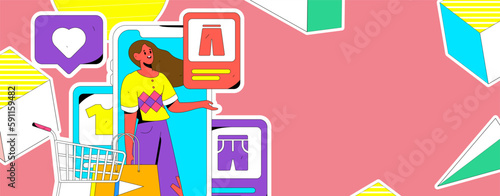 Internet celebrity e-commerce characters vector Internet hand-drawn illustration with live streaming
