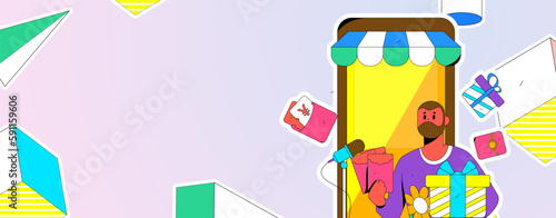 Internet celebrity e-commerce characters vector Internet hand-drawn illustration with live streaming
