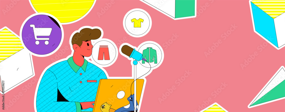 Internet celebrity e-commerce characters vector Internet hand-drawn illustration with live streaming
Internet celebrity e-commerce characters vector Internet hand-drawn illustration with live streaming