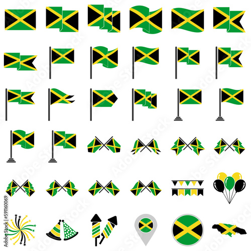 Free Download Jamaica flags icon set, Jamaica independence day icon set vector sign symbol - GFXLoad