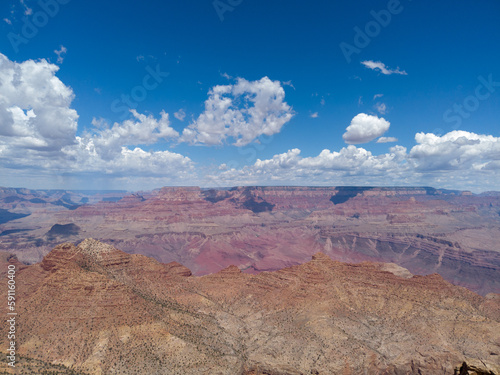 The South Rim of the Grand Canyon National Park, carved by the Colorado River in Arizona, USA. Amazing natural geological formation. The Desert View Point.