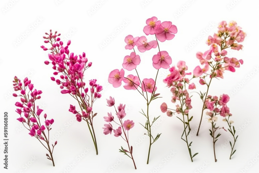 A bunch of pink flowers with the word cherry on the top.