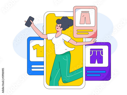 Internet celebrity e-commerce characters vector Internet hand-drawn illustration with live streaming
