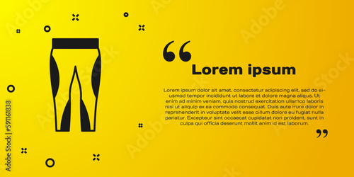 Black Leggings icon isolated on yellow background. Vector