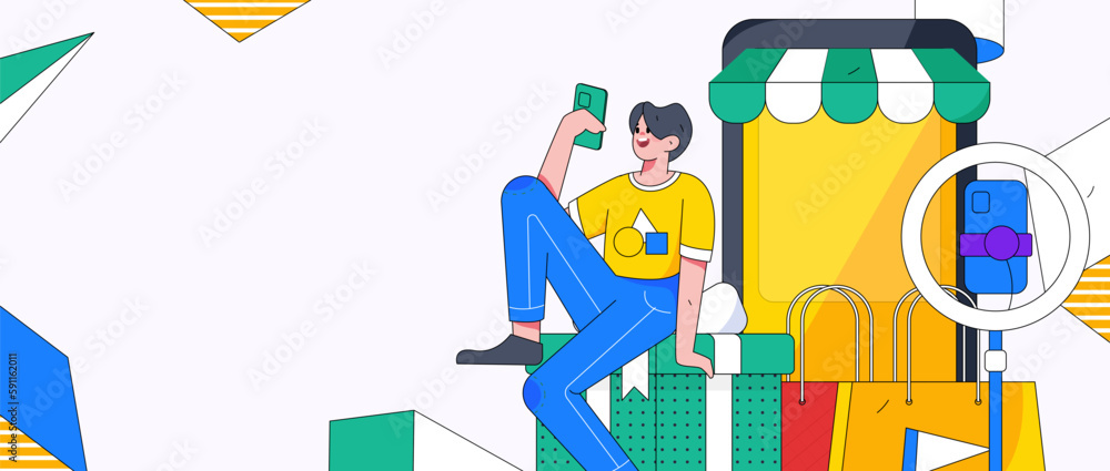 Internet celebrity e-commerce characters vector Internet hand-drawn ...