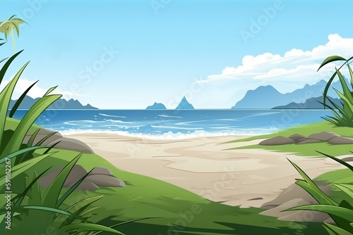 minimal beach view from grass