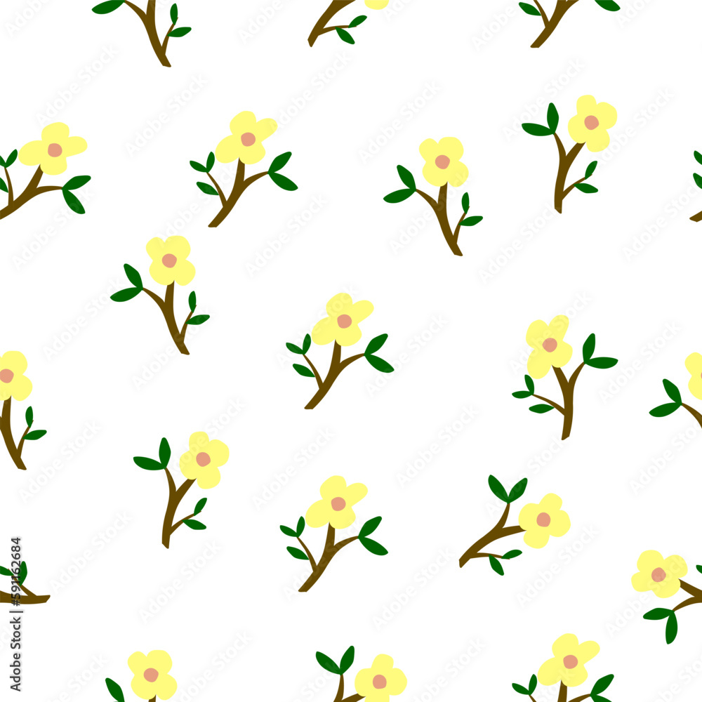 simple seamless background vector set 2 yellow flower and leaf