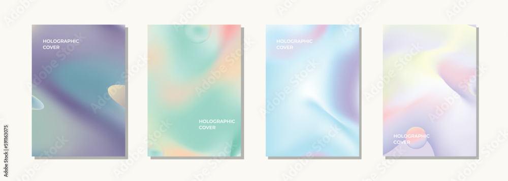 Vector set abstract holographic cover background design