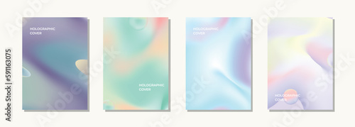 Vector set abstract holographic cover background design
